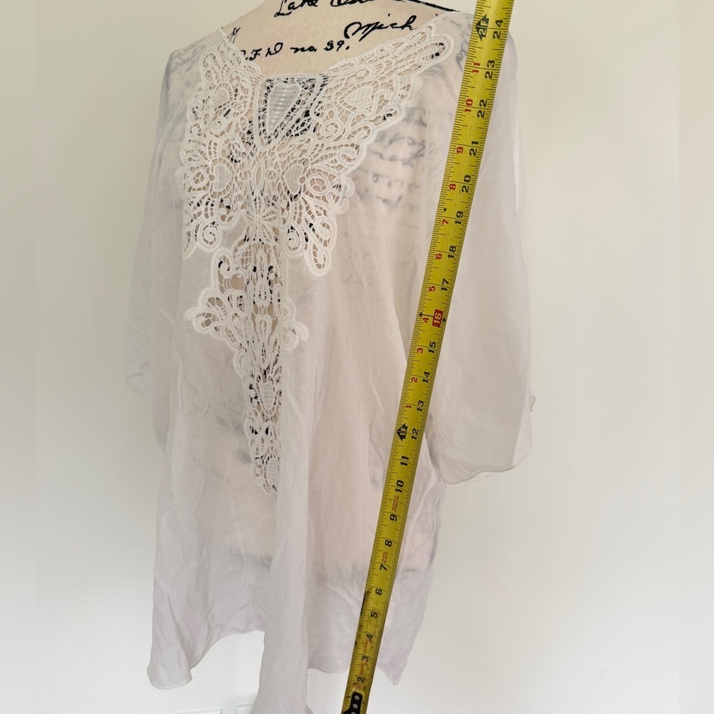 Johnny Was Tunic Blouse Lace Embroidered Ivory Sz XL Cottagecore Prairiecore - Picture 15 of 16